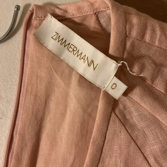 Zimmermann Dancer Linen Day Mini Dress In Blush Size 0 - Picture 8 of 11